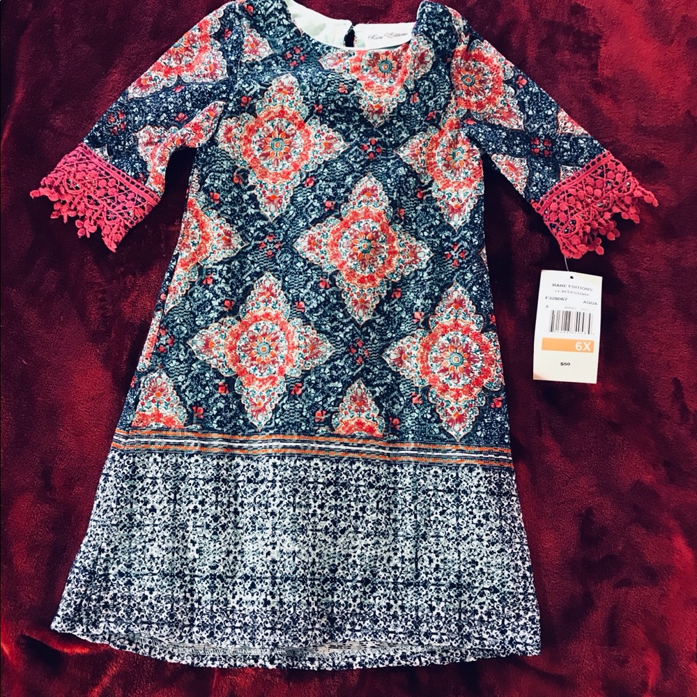 {RARE EDITIONS} GIRLS AQUA DRESS 6X